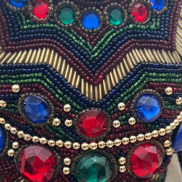 Embellished Multicolor Beaded Women's Evening Bag - Picture 2 of 5